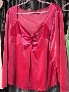 Bright Pink Velvet Twist Front Top 20-22